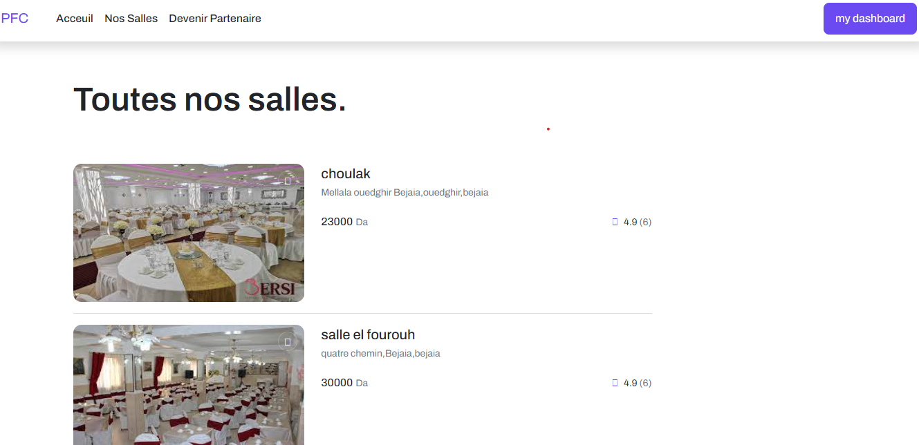 Liste des salles
